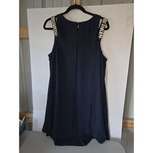 Alfani Prima Jeweled Cutout Shoulder Shift Dress. Navy. Size 12